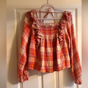 NWOT- Free People Sienna Plaid Pullover Blouse